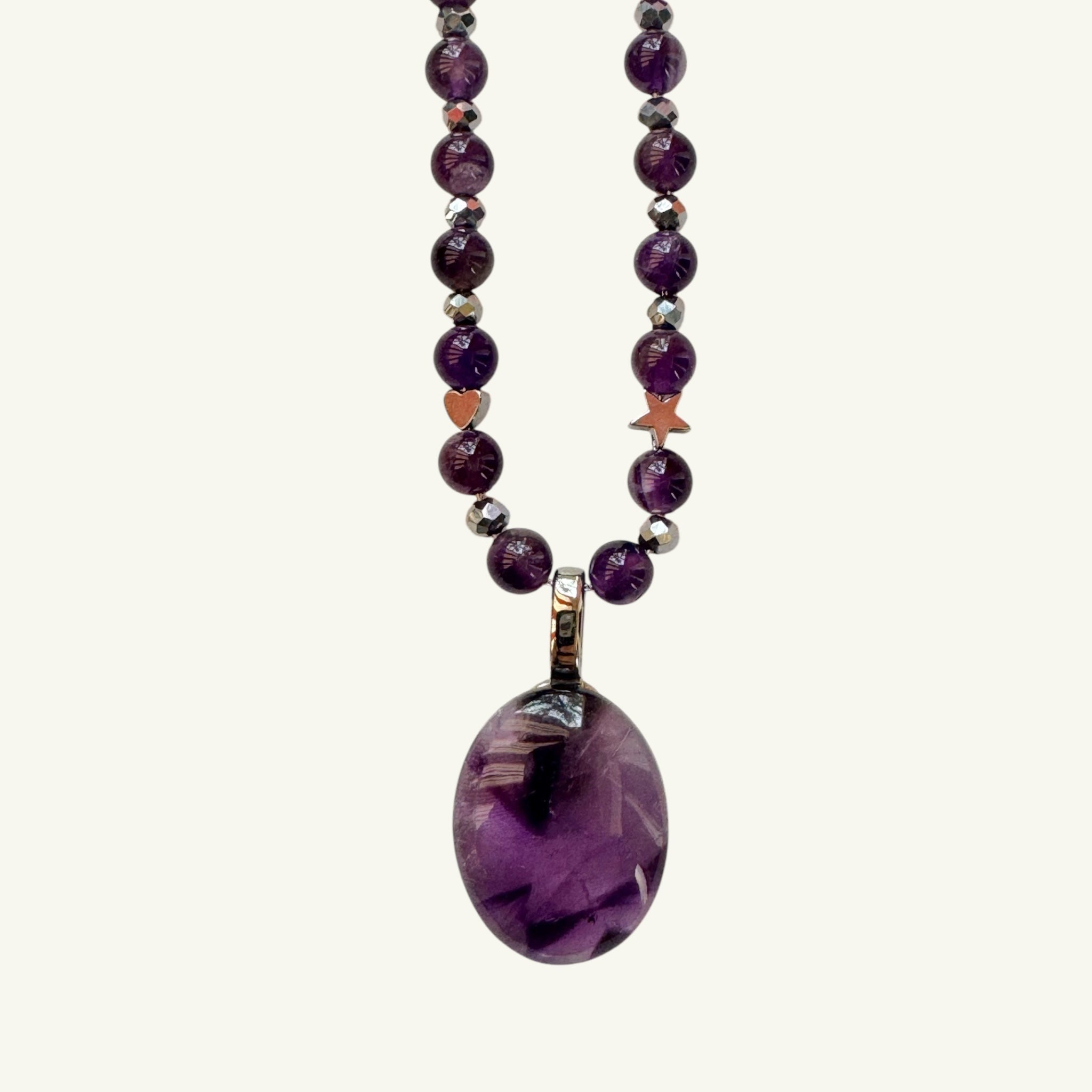 Collana ametista ovale 25x20 mm Sharifa Crystals